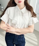 ブラウス シャツ 夏 半袖 クレーププリーツ半...の詳細画像2