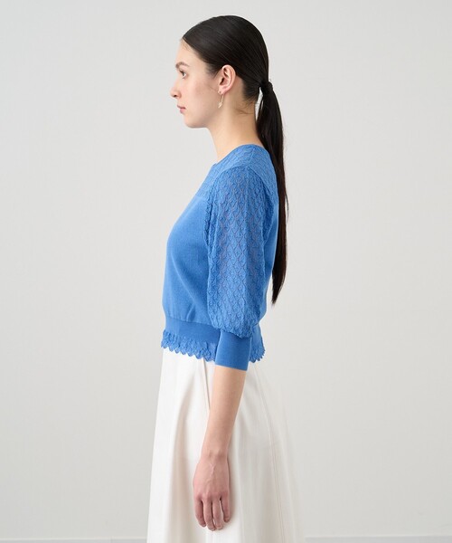ANAYI ニット セーター レーシー切替プルオーバー レディース