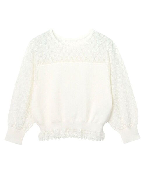 ANAYI ニット セーター レーシー切替プルオーバー レディース