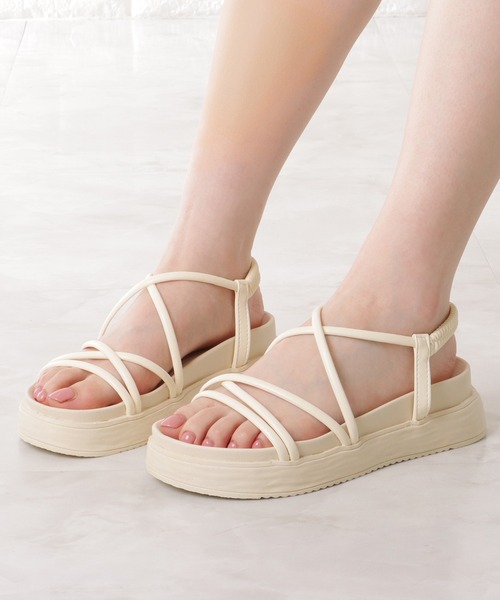 Lace Ladies サンダル 5cm厚底 バックゴム ナローストラップ