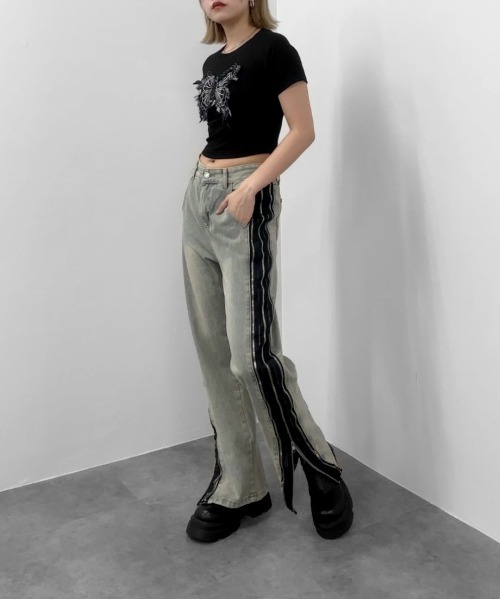 jiasecond. tシャツ 「jiasecond.」デニムバタフライパッチ