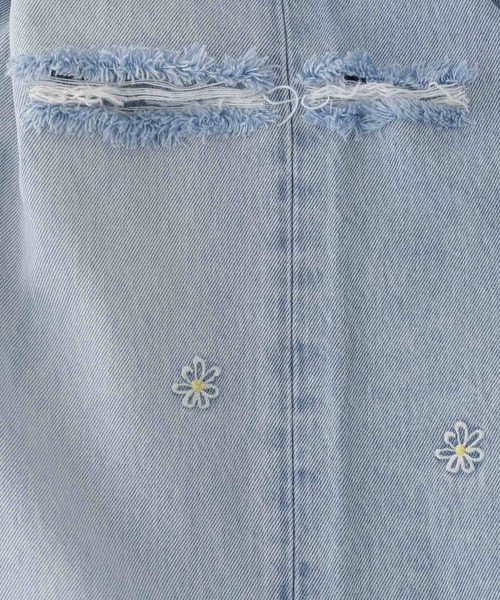 BODE 刺繍デザイン ワイドデニムパンツ セール】Thunder embroidery design over wide denim pants