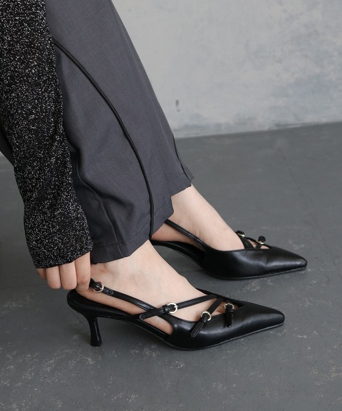 &g'aime パンプス 「＆g'aime」クロスストラップポインテッド