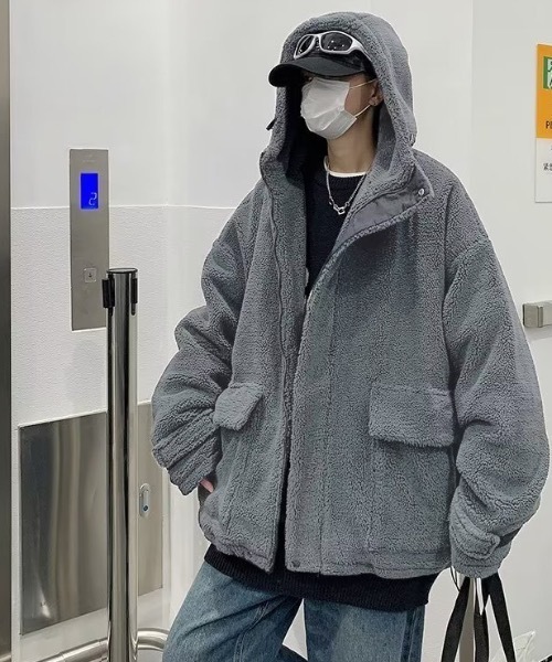 link lot ブルゾン アウター フード付きボアフリースマウンテン