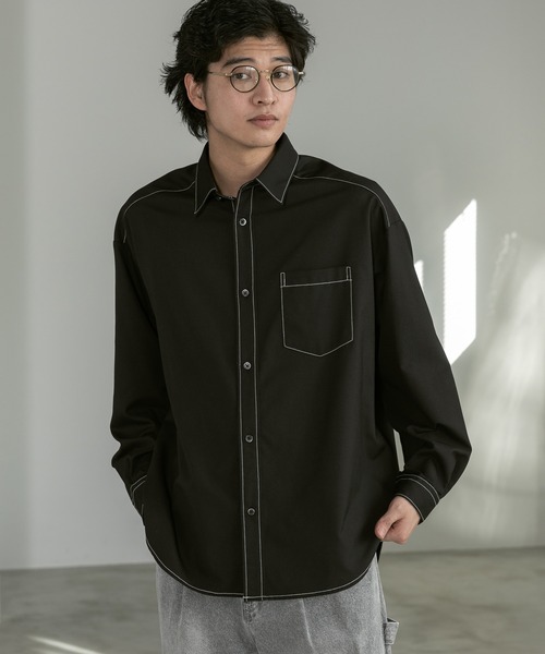 RAGEBLUE（レイジブルー） シャツ TR配色ステッチ/オーバーサイズ