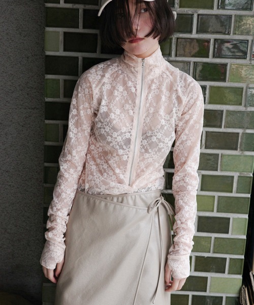 igi tシャツ GLITTER LACE TOPS / ハーフジップ ラメレース