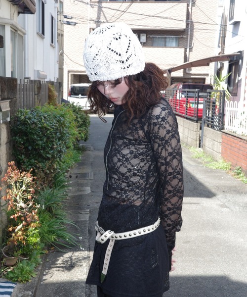 igi tシャツ GLITTER LACE TOPS / ハーフジップ ラメレース