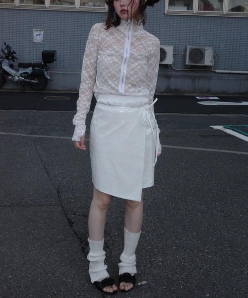 トップス TS igi tシャツ GLITTER LACE TOPS / ハーフジップ ラメレース
