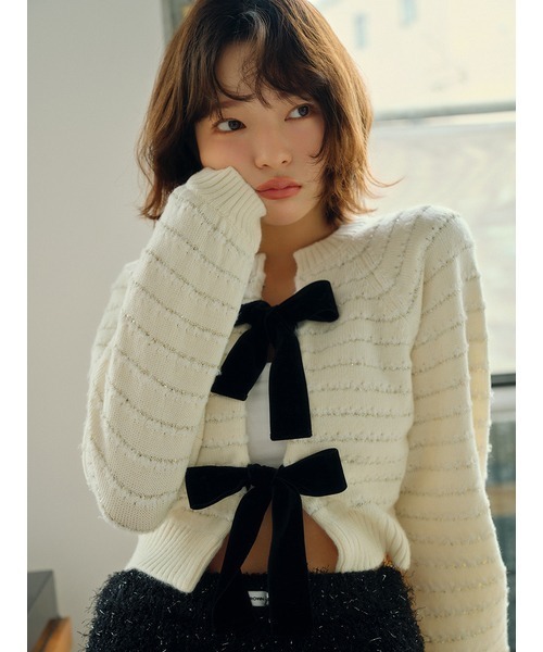 LILY BROWN リリーブラウン フリル付きホワイトカーディガン LILY BROWN（リリーブラウン） ニットカーディガン FREE ホワイト