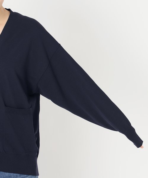 Spick & Span ネイビー 長袖ニットカーディガン 綿100% Spick & Span ネイビー 長袖ニットカーディガン 綿100%