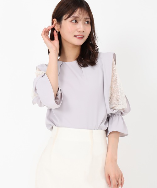 【美品タグ付き未使用！】ミカーレミカーレ 白レース付きシャツ フリーサイズ 半袖 MISCH MASCH（ミッシュマッシュ） ブラウス シャツ レーススリーブ