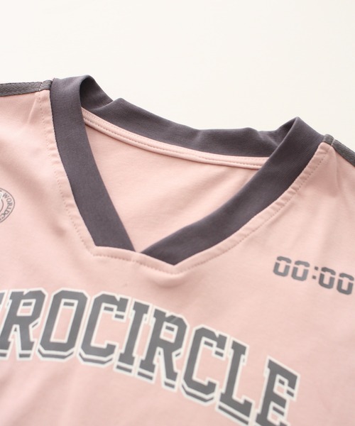 SpRay tシャツ スポーツロゴライン Vネックトップス レディース