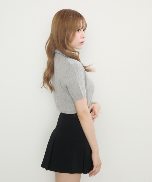 ニット セーター Vネックポロニットトップス レディース TITTY＆CO. ニット セーター Vネックポロニットトップス