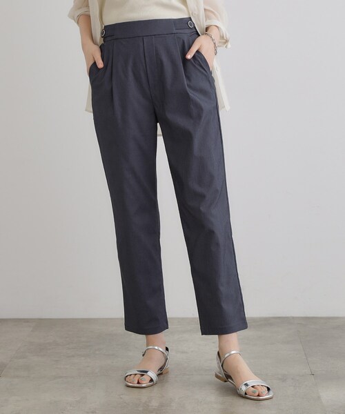 【ディセンバーメイ】美品 ストレッチパンツ グレー Sサイズ レディース grove（グローブ） パンツ 低身長さん向け−3cm丈「接触冷感」サマー