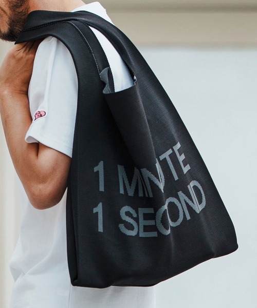エコバッグ mko12747-1MINUTE 1SECOND logo knit bag ニットバッグ_5