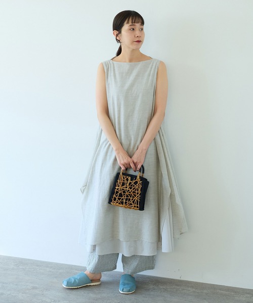 yuni ワンピース コットンシルク プロダクトダイ レイヤードワンピース