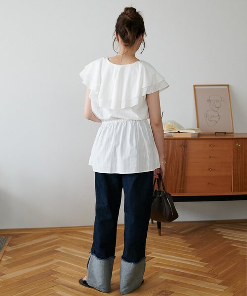 ブラウス シャツ スタンドフリル チュニックシャツ レディース BEAMS HEART（ビームス ハート）スタンドフリル チュニック