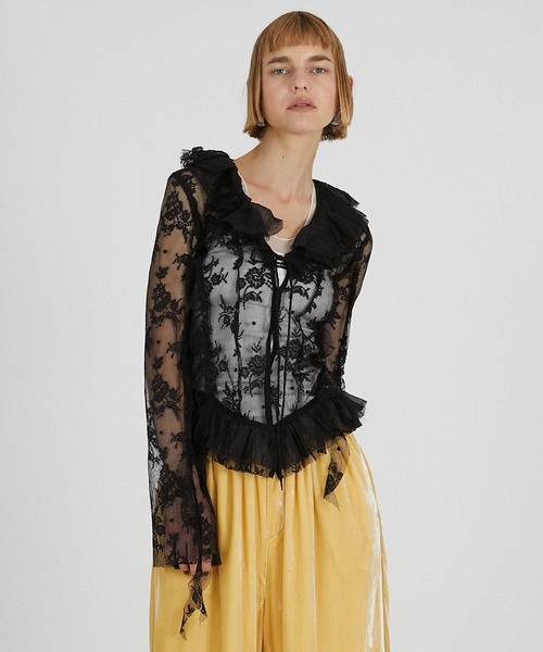 ブラウス シャツ レースラッフルブラウス / Lace Ruffled Blouse レディース