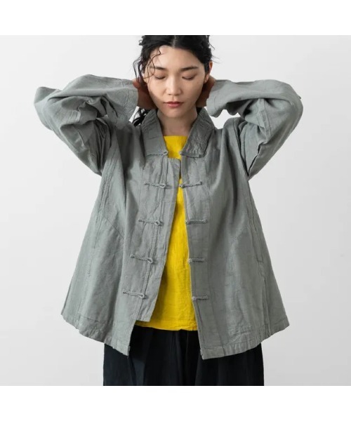 VIVIENNE TAM アンゴラ混 スタンドカラージャケット チャイナ グレー CLASKA Gallery & Shop ”DO” コート アウター Vネックチャイナ