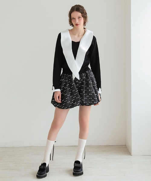 Donoban フローレット スカート ショートパンツ グレー DONOBAN（ドノバン） パンツ リボンバブルヘムショートパンツ