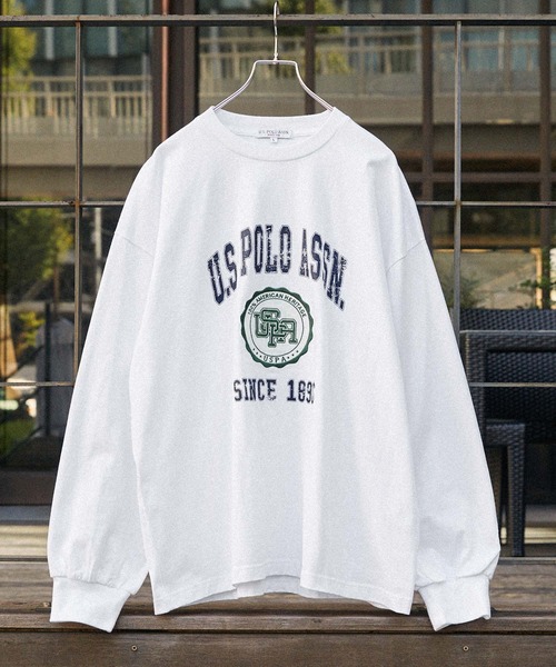 「U.S. POLO ASSN.」 長(zhǎng)袖Tシャツ M ホワイト メンズ