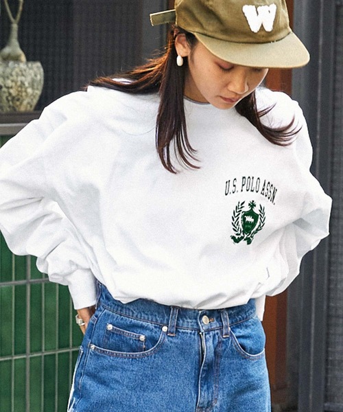 「U.S. POLO ASSN.」 長(zhǎng)袖Tシャツ M ホワイト メンズ