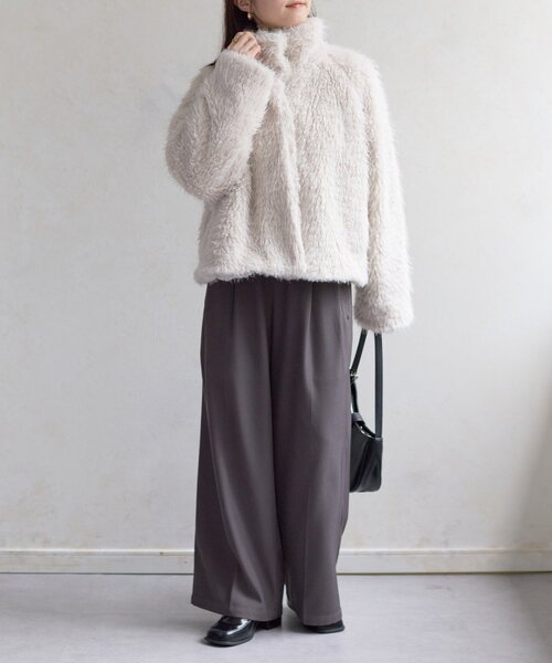 MIXファースタンドブルゾン Thevon（ゼヴォン） ブルゾン アウター MIXファースタンドブルゾン