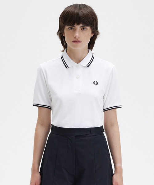 FRED PERRY」 半袖ポロシャツ 10 ホワイト系その他 レディース