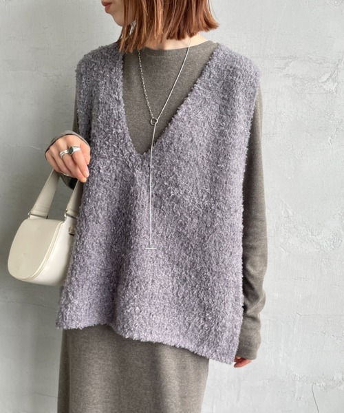 mizuiroind（ミズイロインド） ベスト ジレ ヘアリーヤーン ワイド