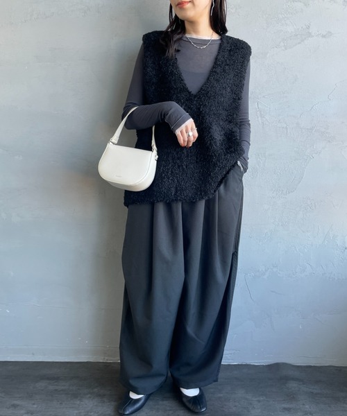 mizuiro ind ミズイロインド へアリーヤーンワイドベスト グレー mizuiro ind へアリーヤーンワイドベスト｜ MARcourt ONLINE STORE