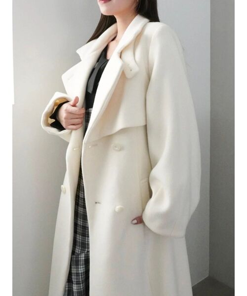 美品Dazzlin / 2way カラーレディコート 100％ウール アイボリー ダズリン dazzlin 2WAYカラーレディコート （アイボリー