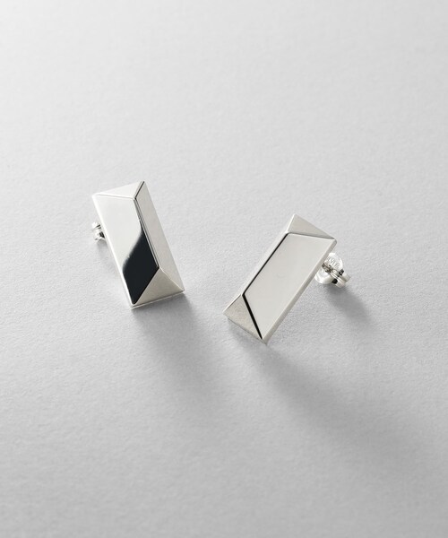 ピアス シルバー ロングピラミッド スタッドピアス レディースの画像