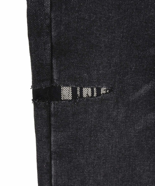 GLIMCLAP ジーンズ mp14141-Vintage Wash Flare Denim - Plaid Repairs