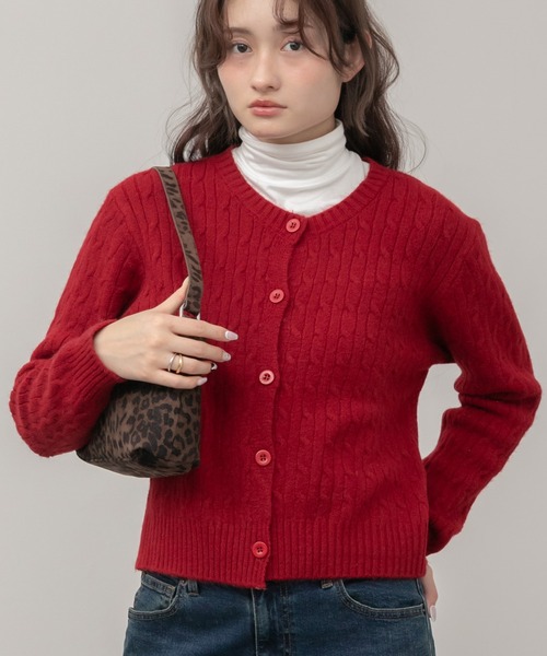 HEILIS（ヘイリス） カーディガン ケーブル編みニットカーディガン