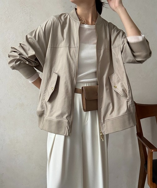 DOUDOU 長袖 ブルゾン アウター ジャケット シアー ベージュ DouDou（ドゥドゥ） ブルゾン FREE ベージュ レディース : ZOZOTOWN