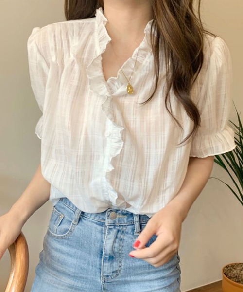 「GLAMOROUS JANE」 「sffs」半袖ブラウス FREE ホワイト レディース_画像6