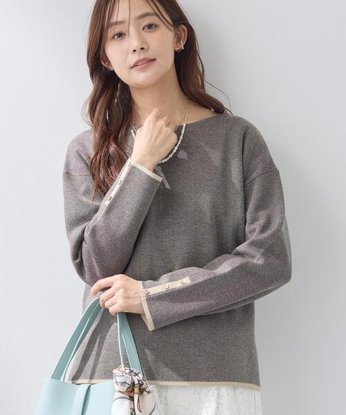 新品タグ付き　INDIVI カシミヤ100%ボタンニット　グレー　インディヴィ INDIVI（インディヴィ） ニット セーター 「洗える／SETUP可能」ジャ