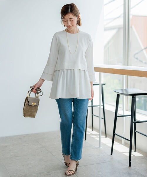 「23区」 半袖カットソー 46 グリーン レディース_画像7