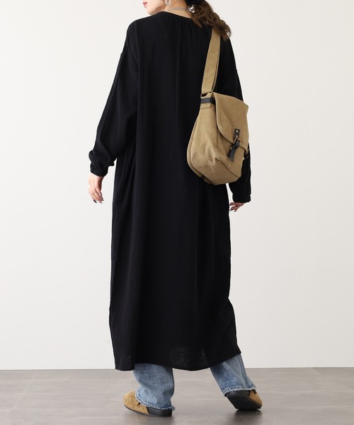 OMNES（オムネス） ワンピース ロング丈 ダブルガーゼピンタック袖