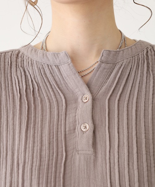 OMNES（オムネス） ワンピース ロング丈 ダブルガーゼピンタック袖