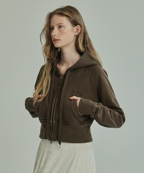 Theory 25SS 新品 ウォッシャブル クロップド丈ジップアップフーディー Theory ウォッシャブル ジップアップパーカー theory luxe