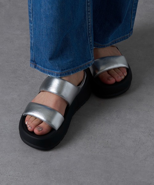 MOHI（モヒ） フラットサンダル 38 シルバー レディース : ZOZOTOWN