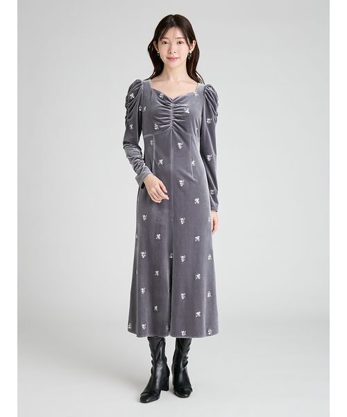 CELFORD（セルフォード） ワンピース 花柄刺繍ベロアワンピース