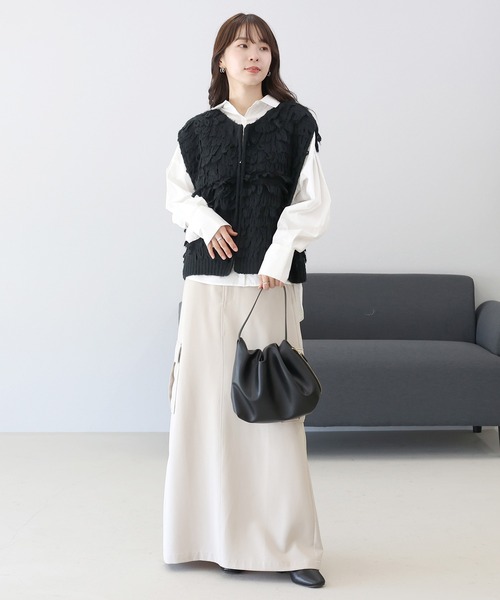 Aletta vita ベスト ジレ ループ編み前開きベスト レディース