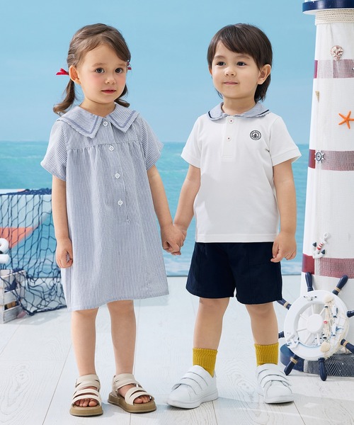 「combimini」 「KIDS」半袖ワンピース 120 ブルー キッズ_画像4