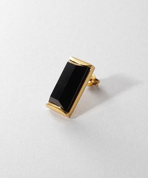 ピアス シルバー オニキス バケットカットスタッドピアス GP レディースの画像