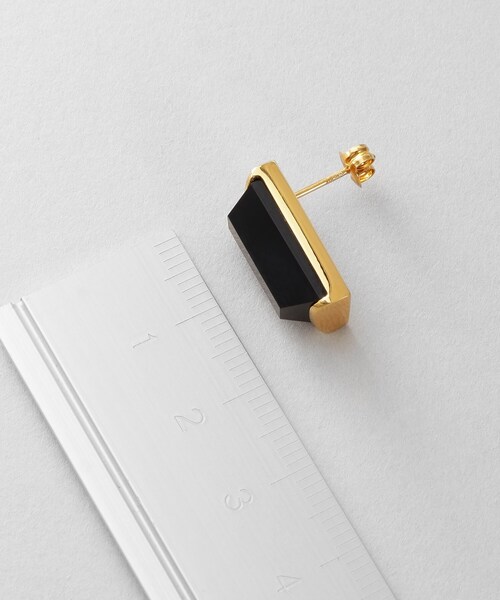 ピアス シルバー オニキス バケットカットスタッドピアス GP レディースの画像