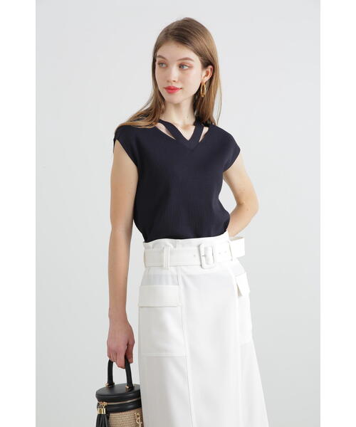 「PINKY&DIANNE」 半袖ニット 38 ネイビー レディース_画像7