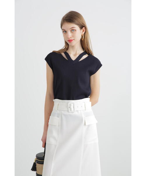 「PINKY&DIANNE」 半袖ニット 38 ネイビー レディース_画像8