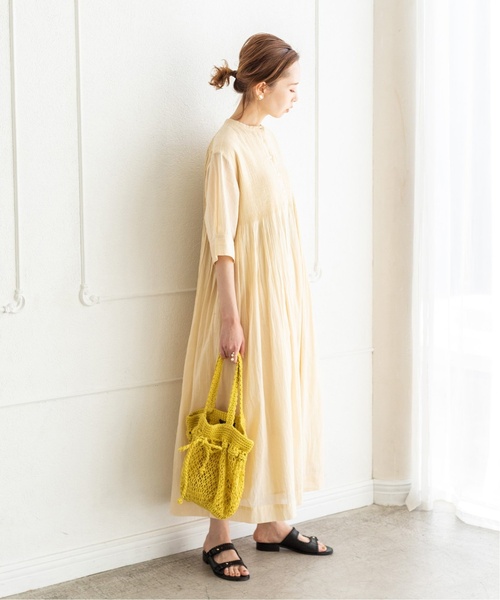 「IENA」 半袖ワンピース 36 ベージュ レディースの画像